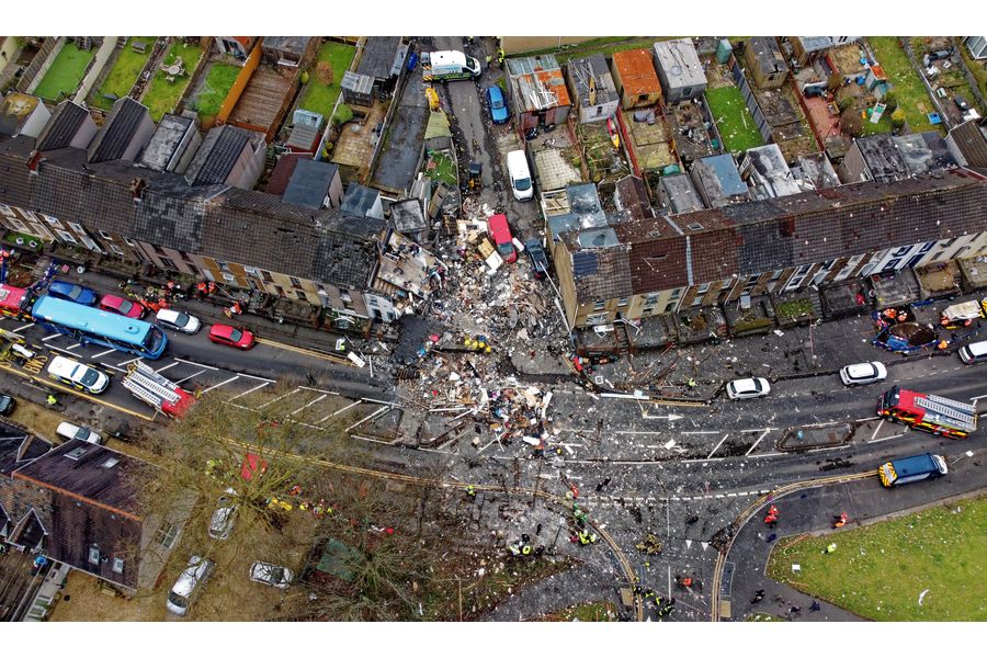 Aerial pictures of the properties that got destroyed after a suspected gas explosion