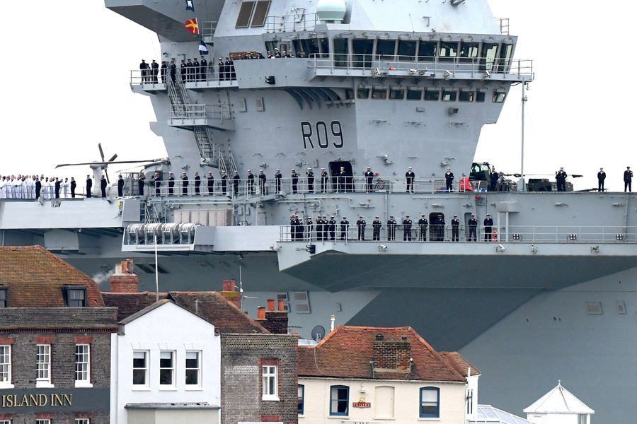 HMS Prince of Wales arrives in Portsmouth for the first time