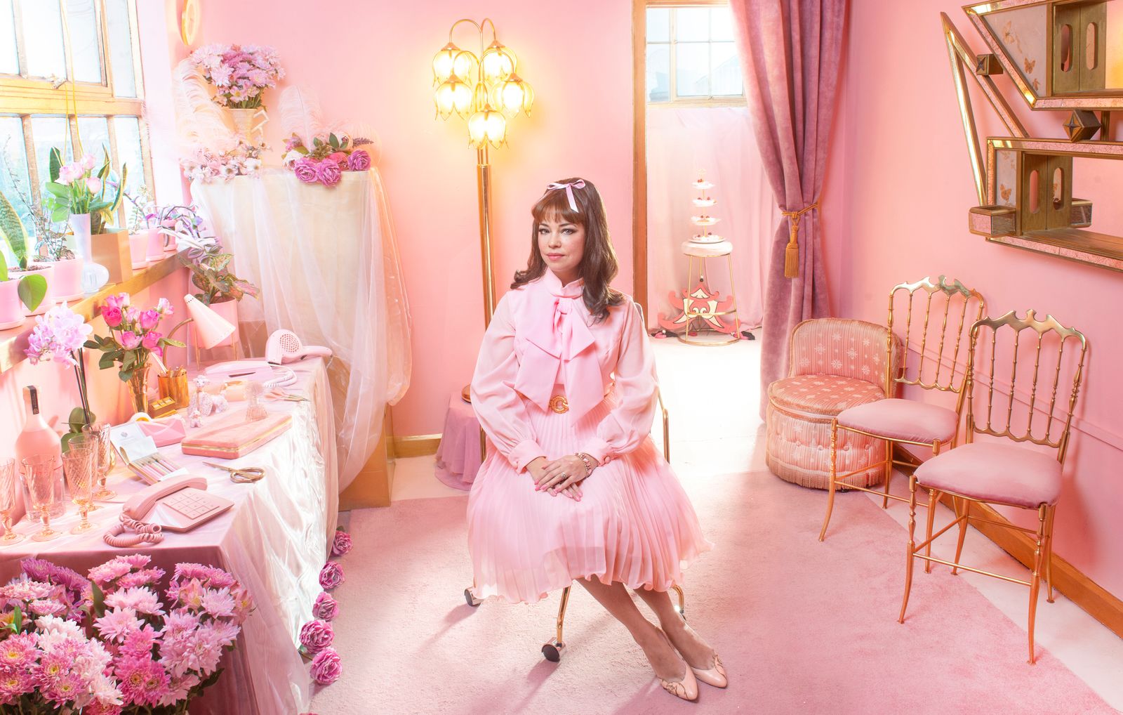 Louise in her Pink Bureau 