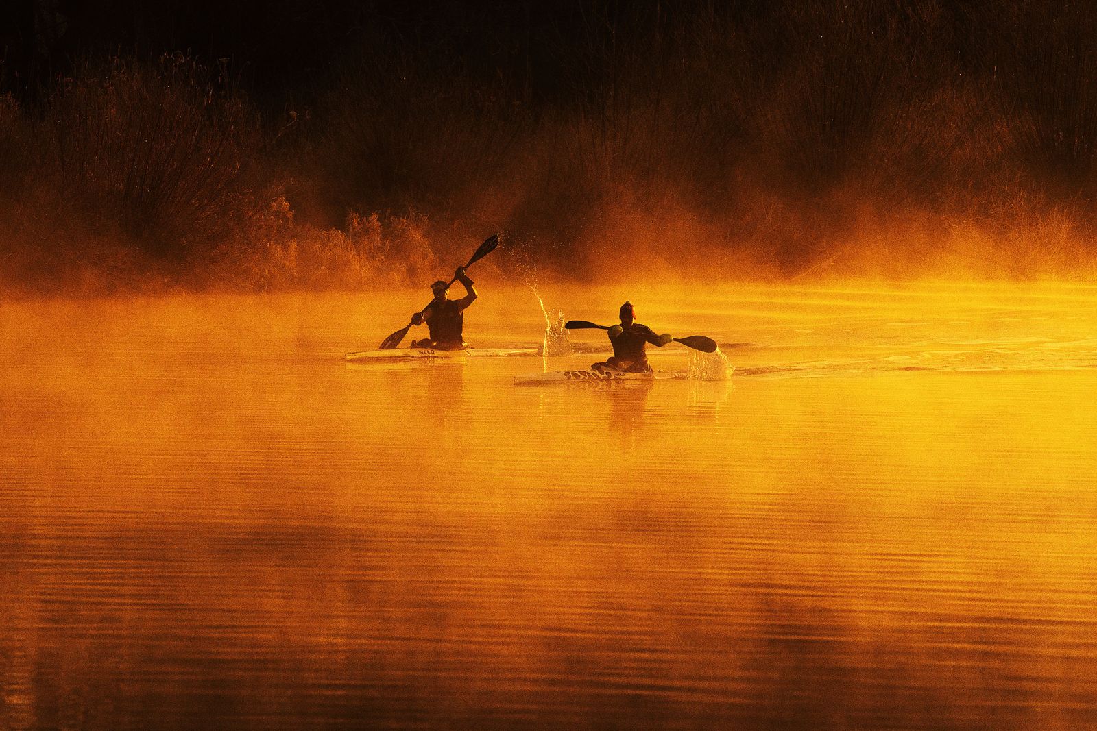 Kayakers at sunrise