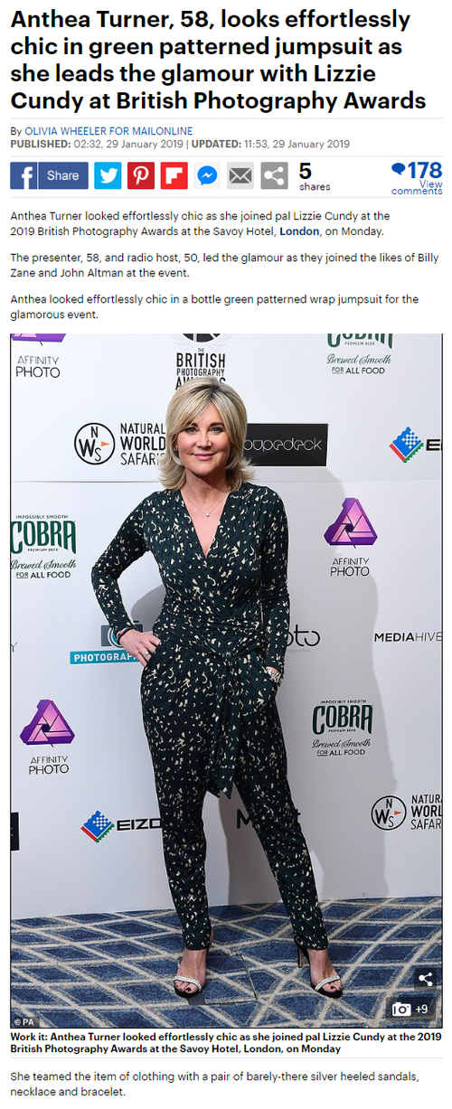 Anthea Turner attending BPA in The Mail