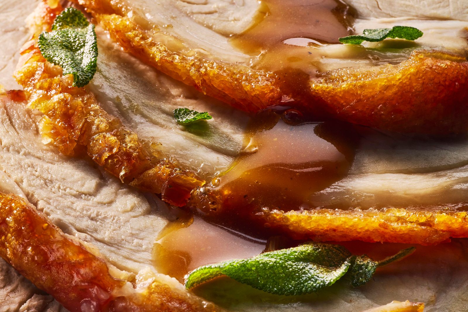 Roast pork with crispy sage